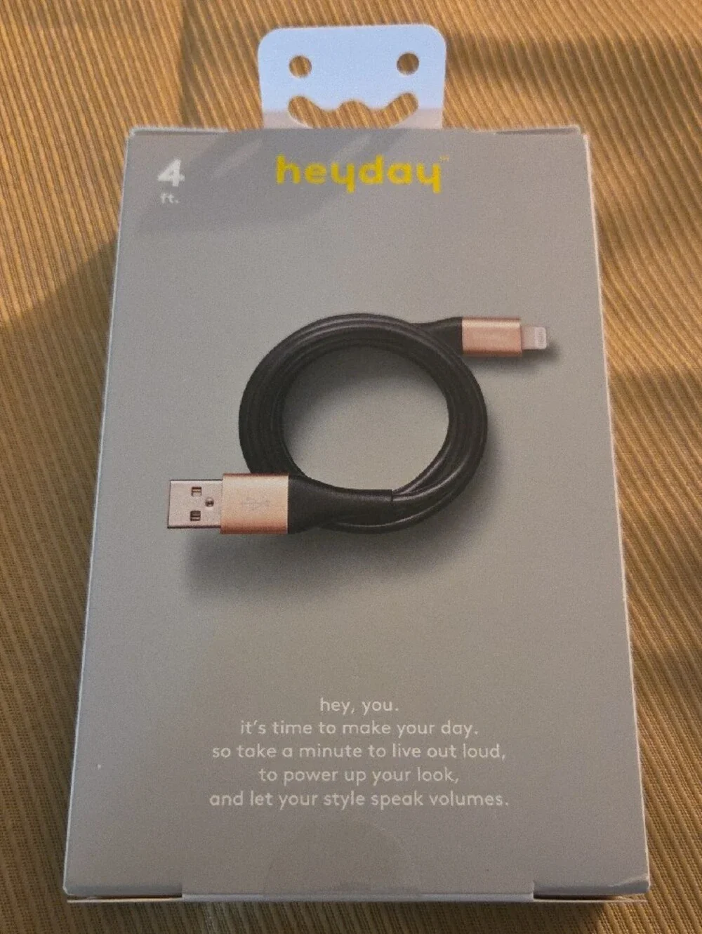 heyday Rose Gold and Black Lightning to USB-A Charging Cable - 4 ft